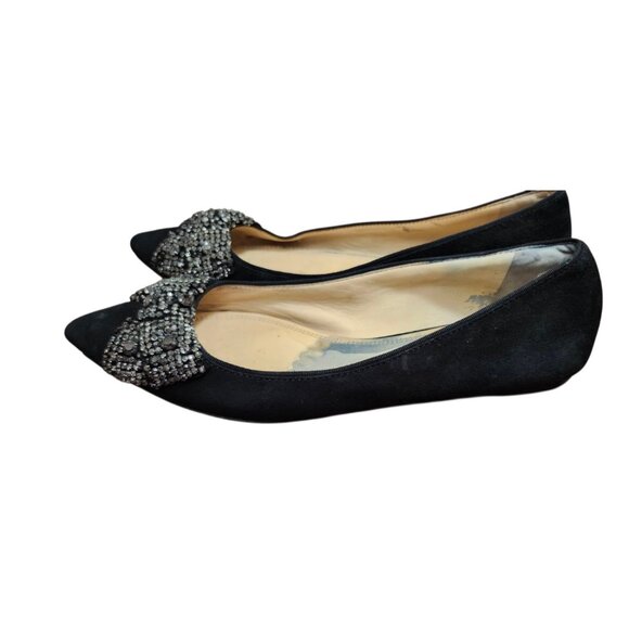 Tory Burch Black Sliver Rhinestone Bow Flats Women Size 8.5 M - Picture 7 of 15